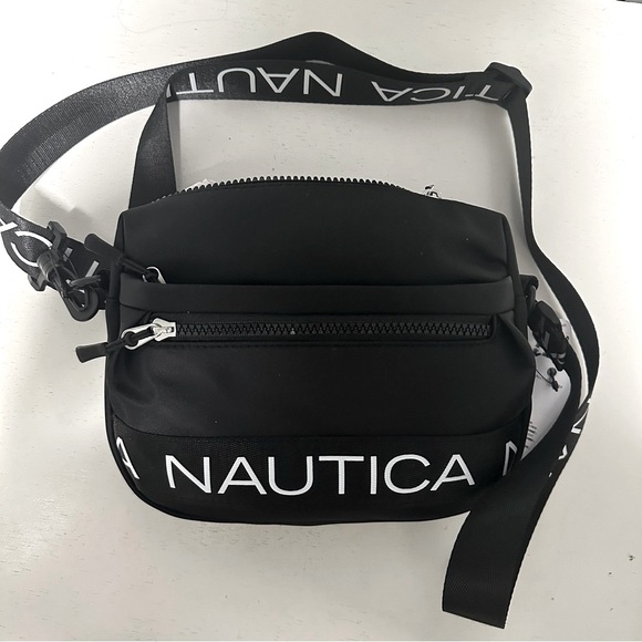 NWT Nautica Women’s Black Nylon Bean Bag Crossbody Bag - Picture 2 of 9